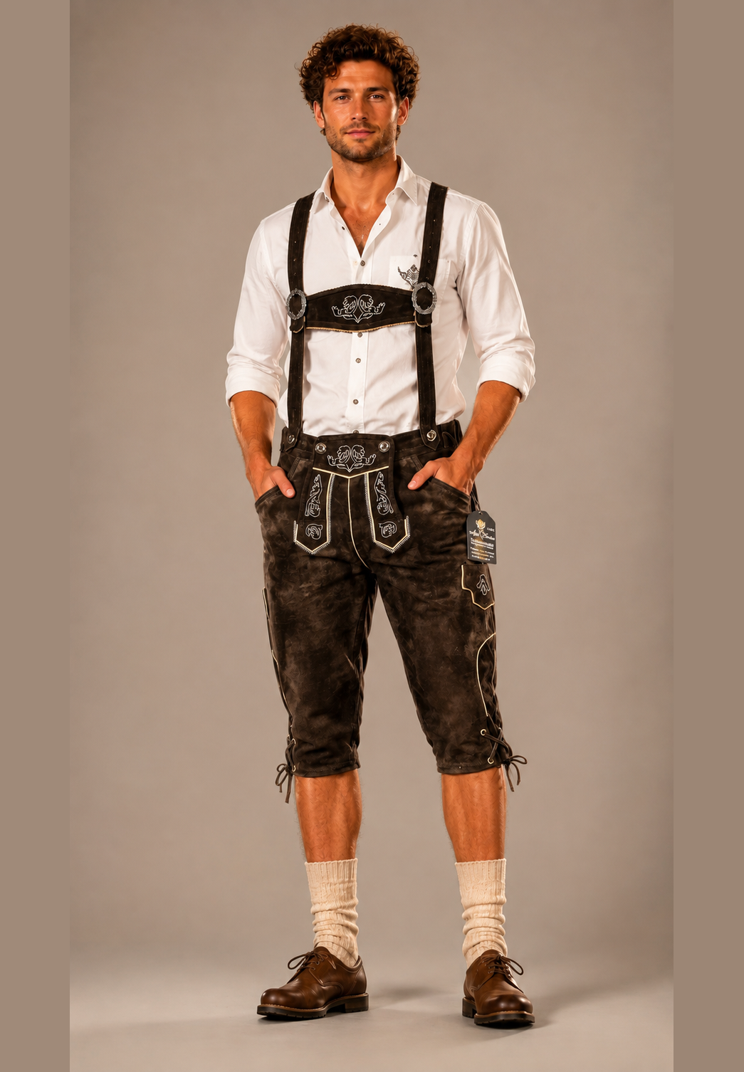 Lederhose Dunkelbraun lang - 786