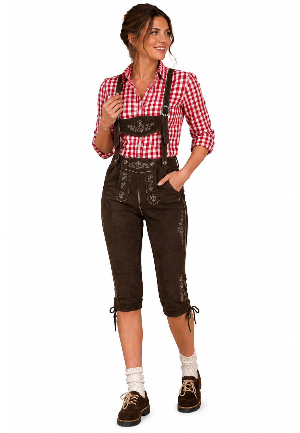 Damen Lederhose dunkelbraun 09
